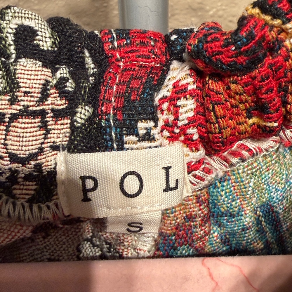 POL Boho Patchwork Wide-Leg Pants in Red, Black, Green - Picture 4 of 6